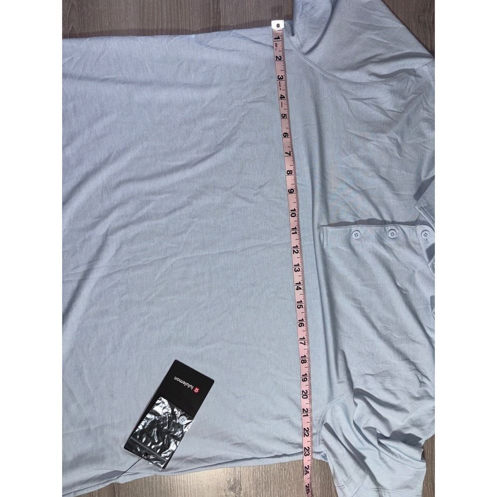 NWT Lululemon Evolution Mens XXL Polo Heathered Cyan Blue Activewear Preppy Work - Picture 7 of 9